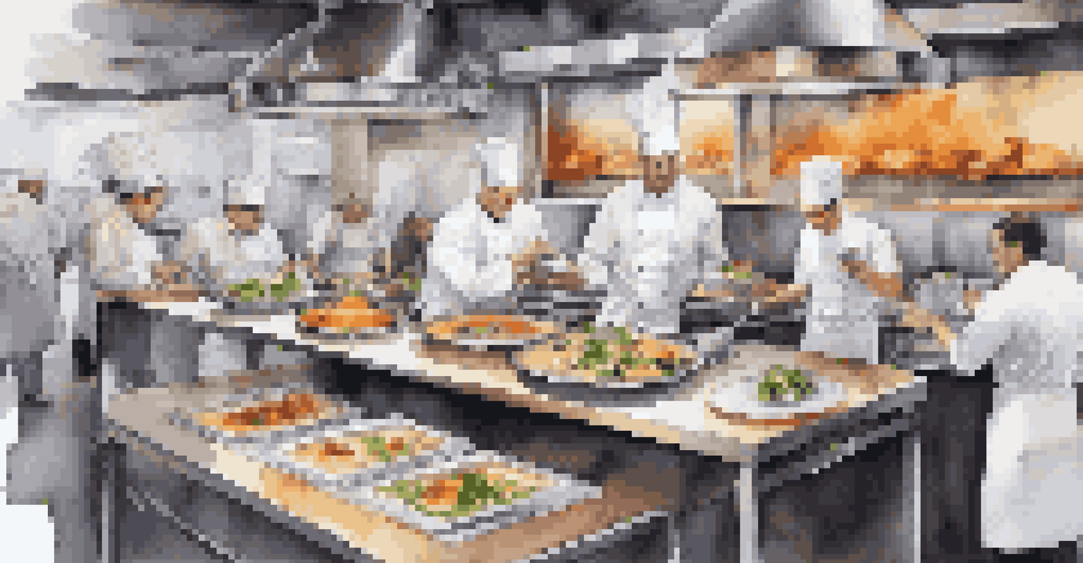 Guests enjoying an interactive dining experience with chefs at live cooking stations in a modern mobile kitchen.