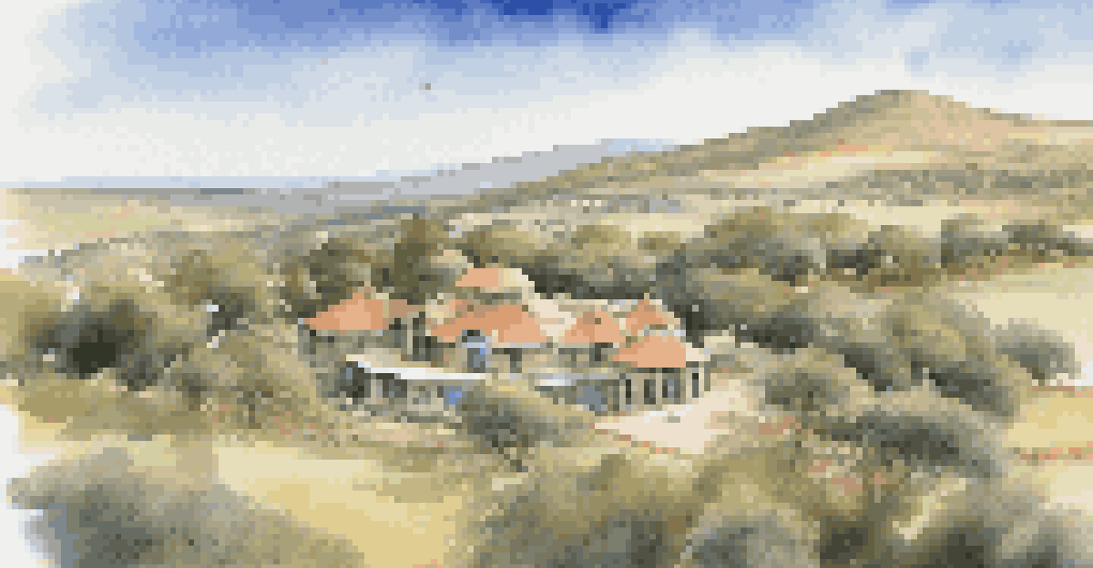 An aerial view of luxurious villas at the Sanctuary at Ol Lentille, surrounded by nature and rolling hills.