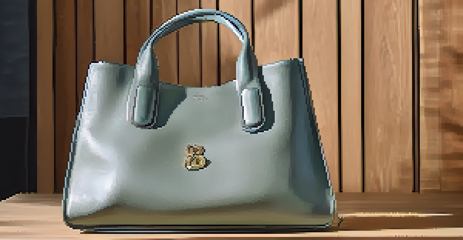 A close-up of a sustainable luxury handbag made from recycled ocean plastics, highlighting its modern design and textures.