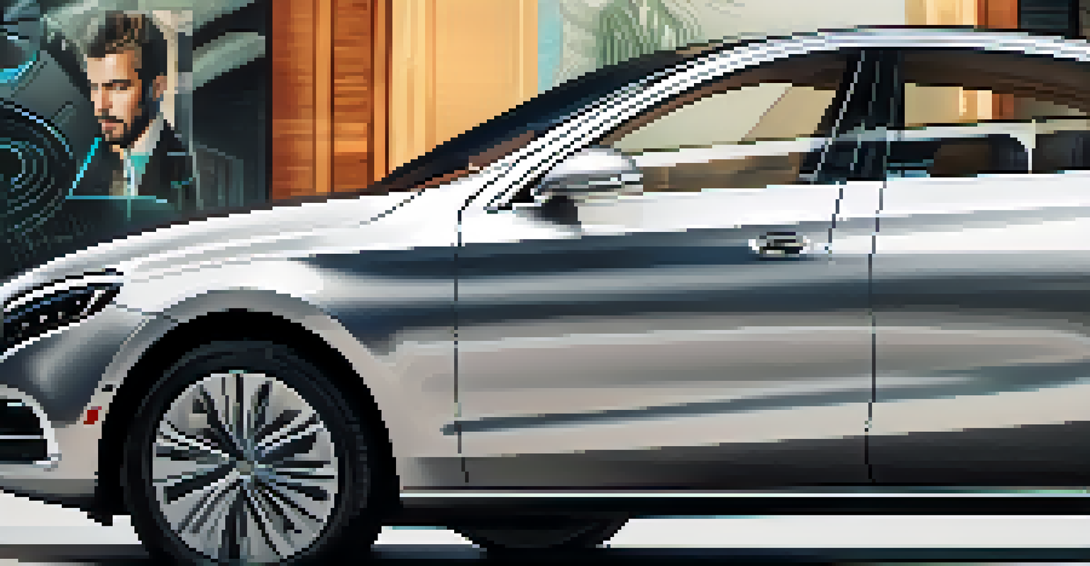 A close-up of a biometric security system on a luxury car door, featuring a fingerprint scanner and facial recognition camera.