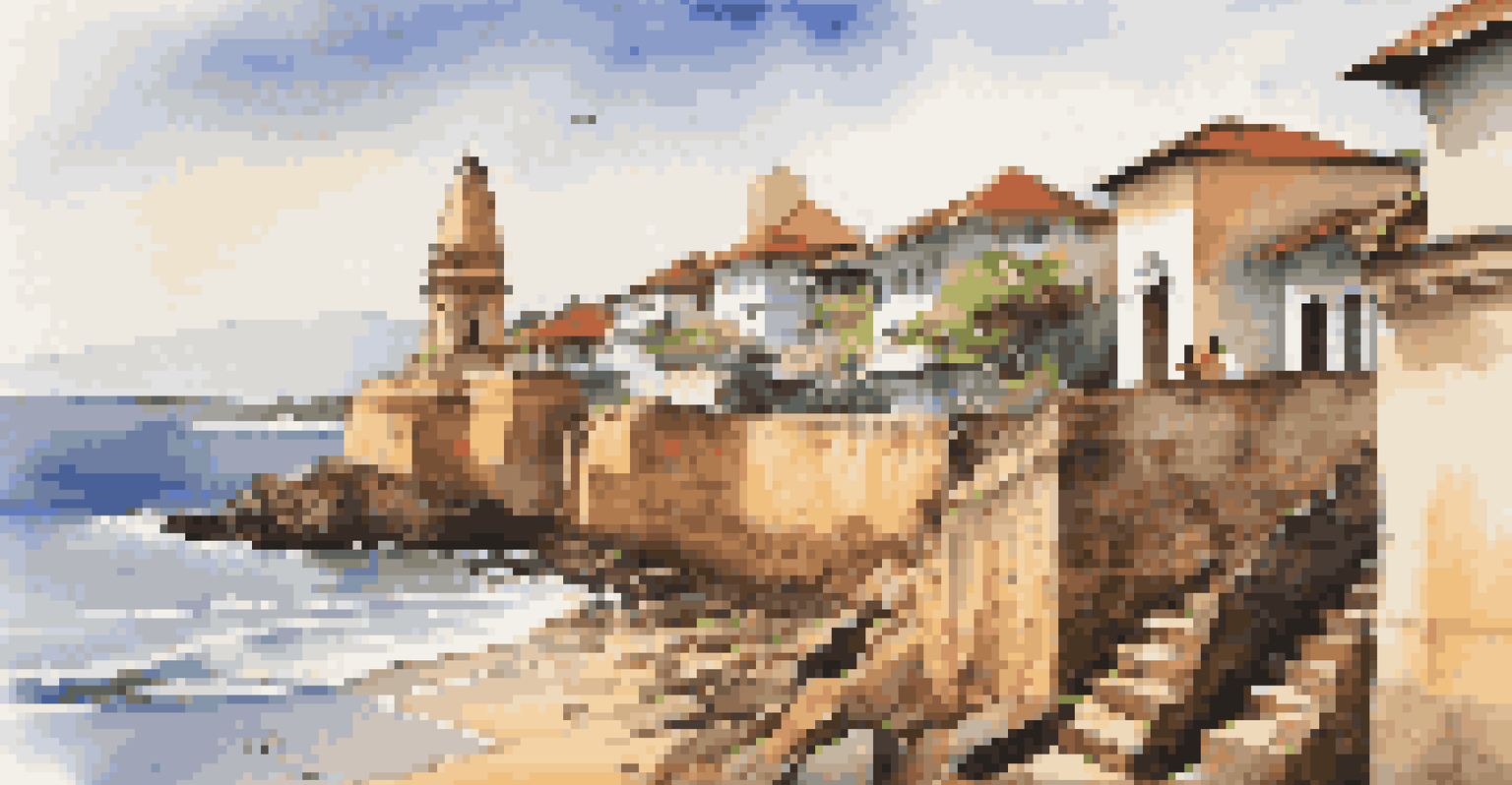The charming old town of Galle, Sri Lanka, showcasing colonial architecture and cobblestone streets with ocean views.