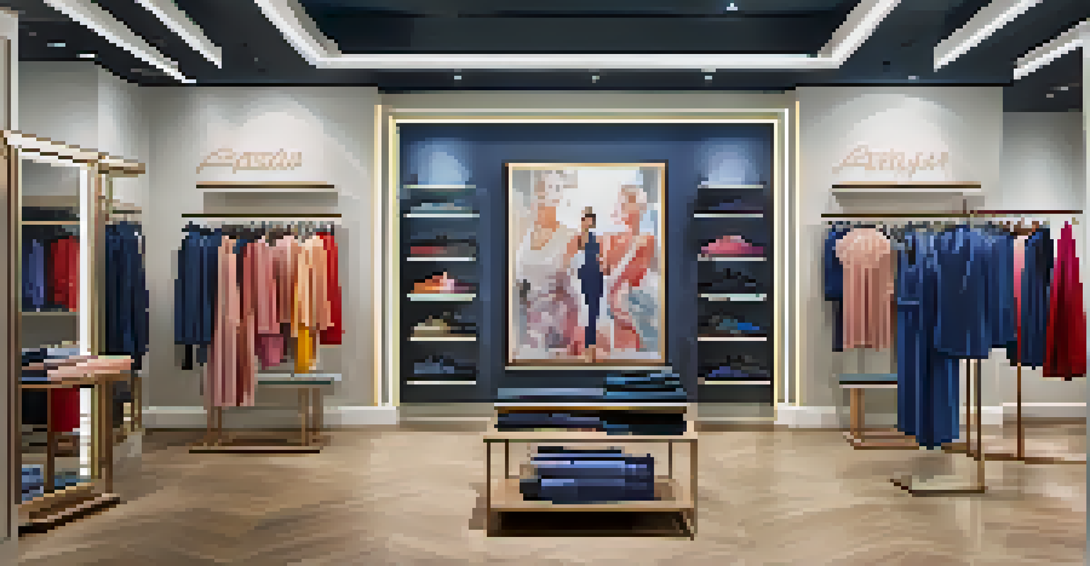 A luxury activewear boutique displaying high-end workout clothes on mannequins.