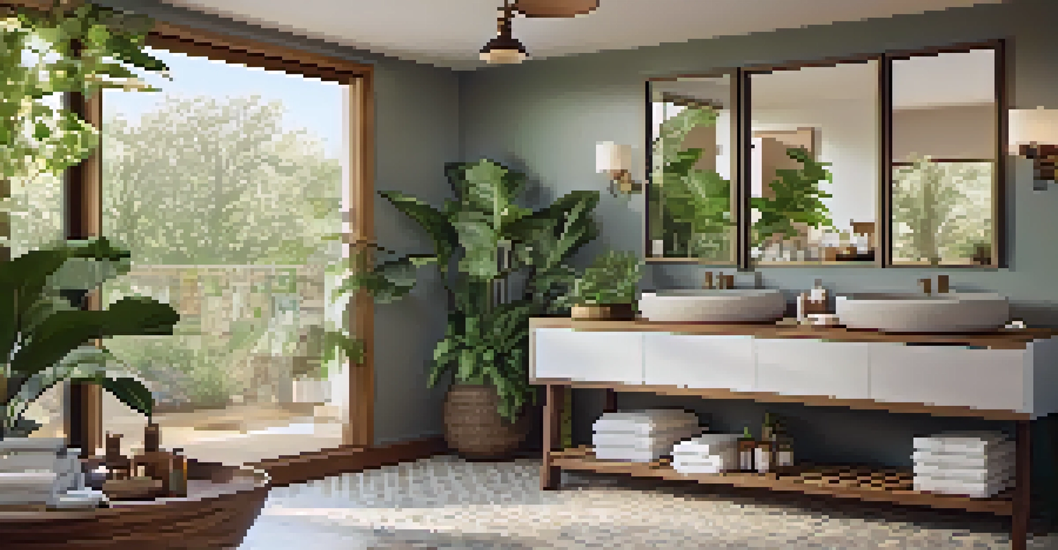 A calming bathroom with handmade tiles and artisan sink fixtures creating a spa-like atmosphere.
