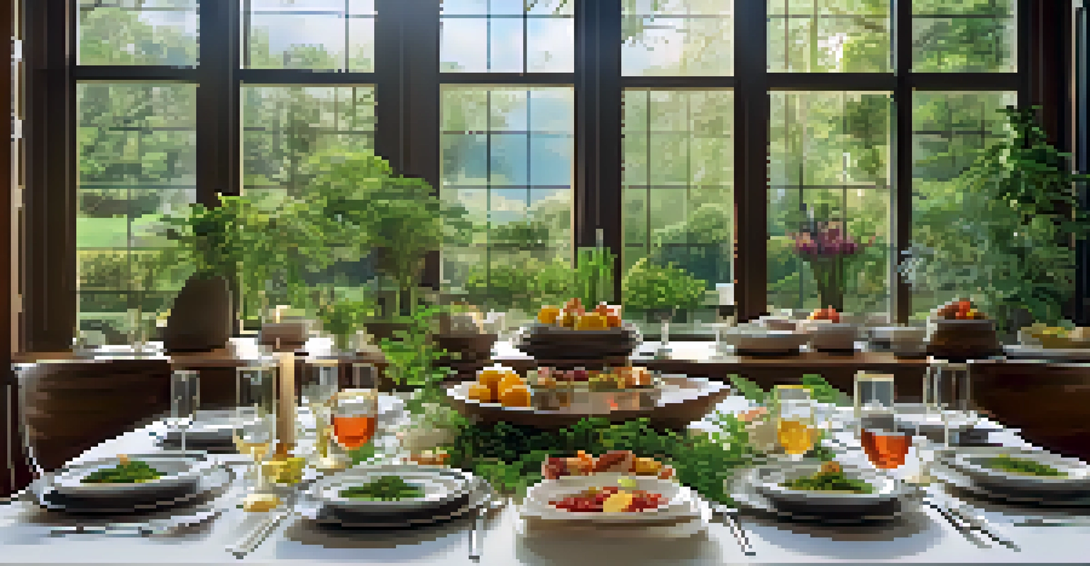A dining table at a luxury wellness retreat featuring gourmet dishes and fresh ingredients.