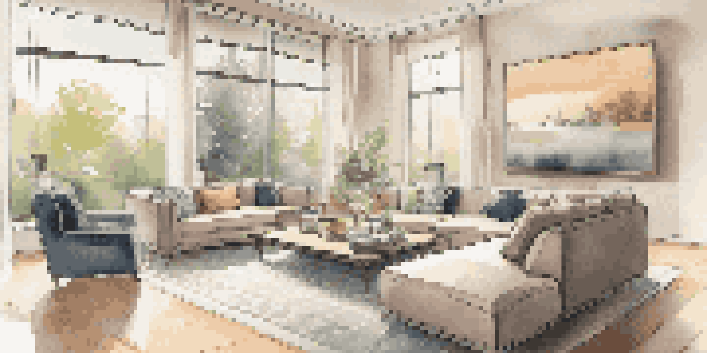 A luxurious modern living room with advanced home security features, including a smart camera and digital keypad, elegantly furnished and well-lit.