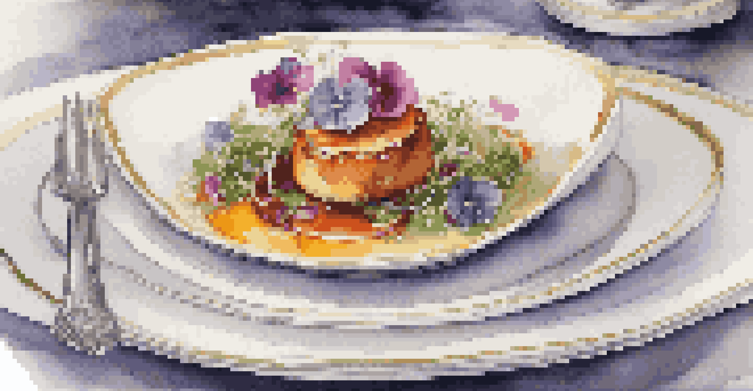 A close-up of a gourmet dish plated for a gala, featuring vibrant colors and delicate garnishes on fine china.