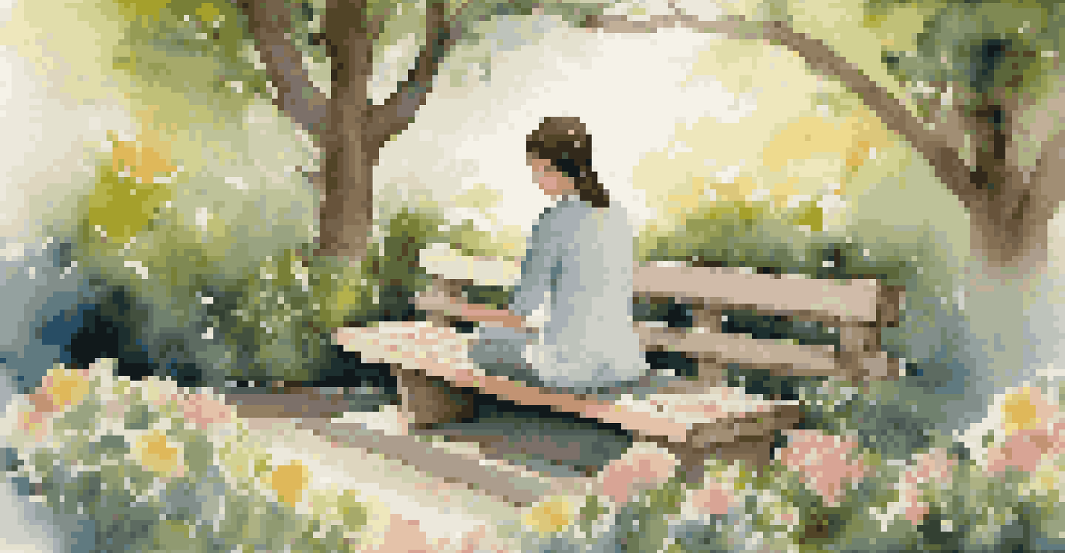 A person meditating in a garden filled with flowers, eyes closed, radiating peace and mindfulness amidst a natural setting.