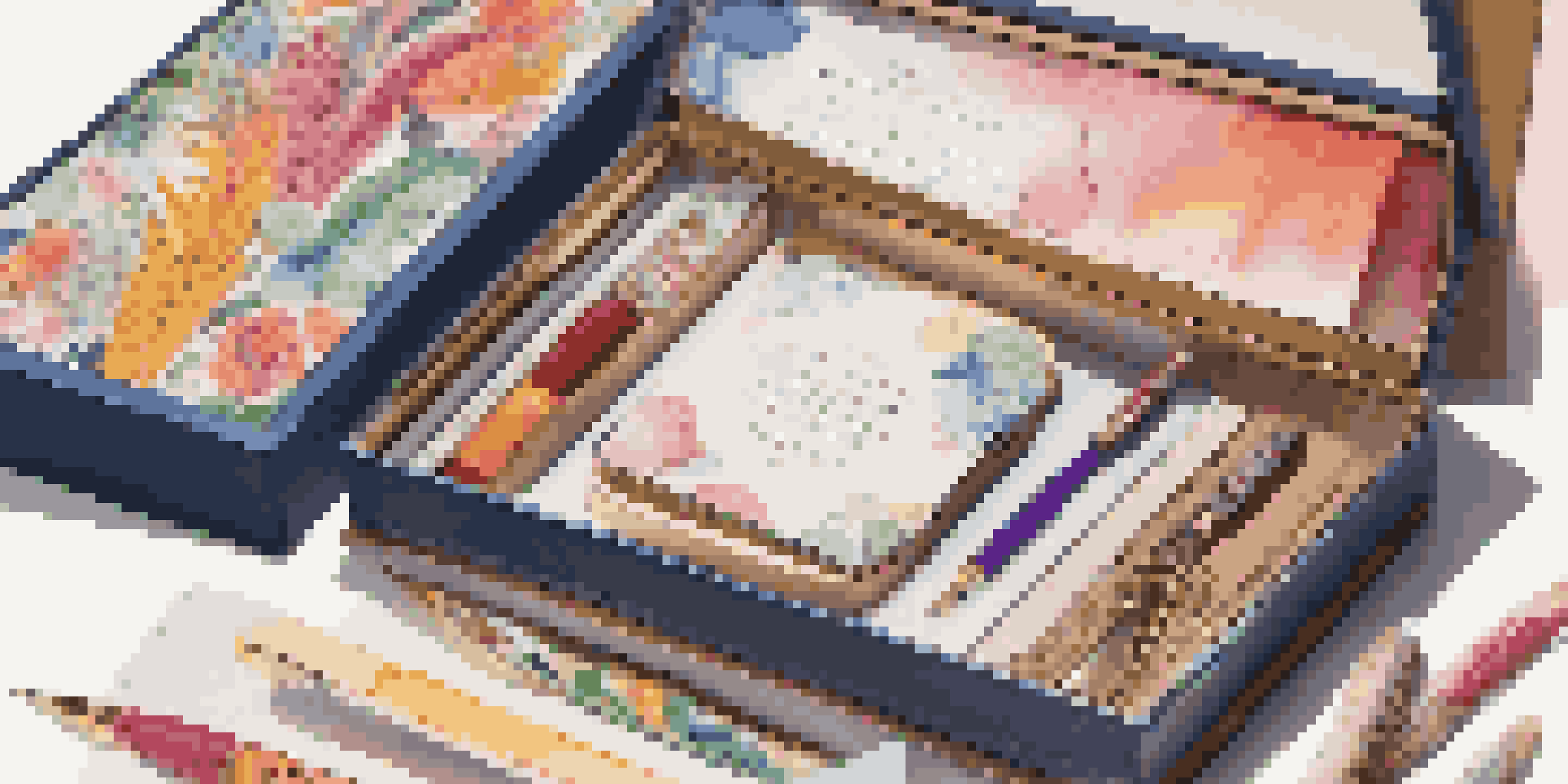An open luxury stationery subscription box filled with colorful notebooks, elegant pens, and artisanal paper goods, illuminated by soft natural light.