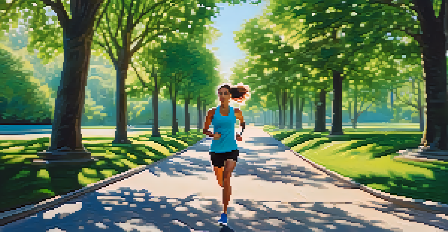 A person jogging in a park with a luxury fitness tracker on their wrist, surrounded by greenery and sunlight.