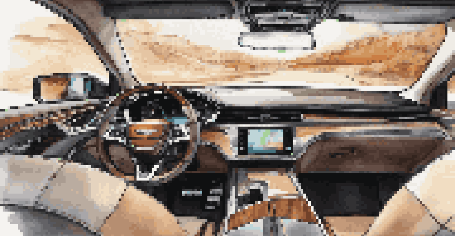 A detailed view of a luxury car's dashboard with advanced smart technology and high-quality materials.