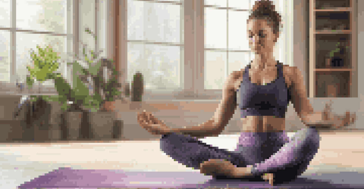 Close-up of luxurious smart yoga pants on a yoga mat in a serene indoor setting, highlighting the fabric texture and embedded technology.