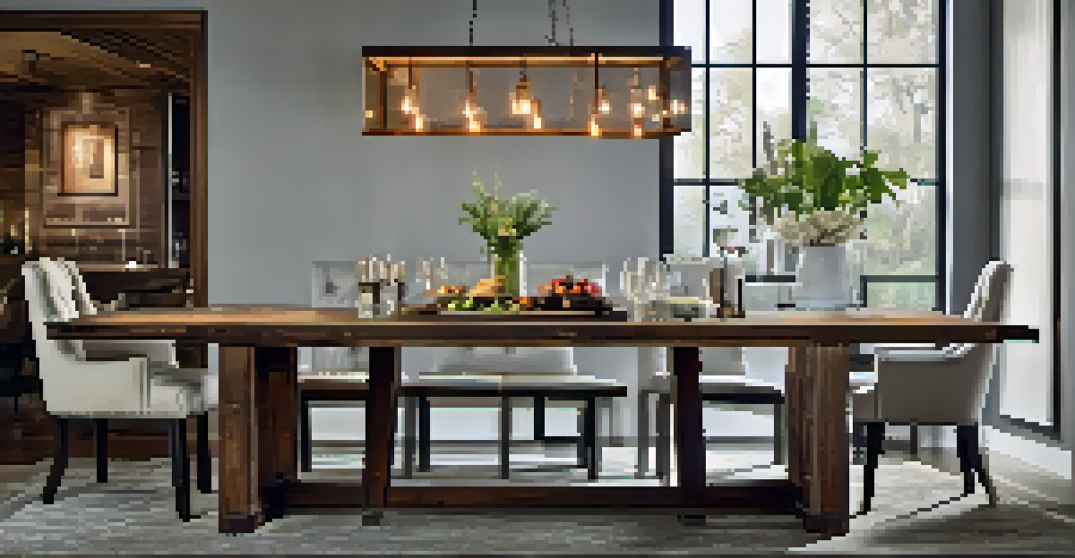 A dining table created from an old door with a glass top, set in a contemporary dining area with stylish decor.