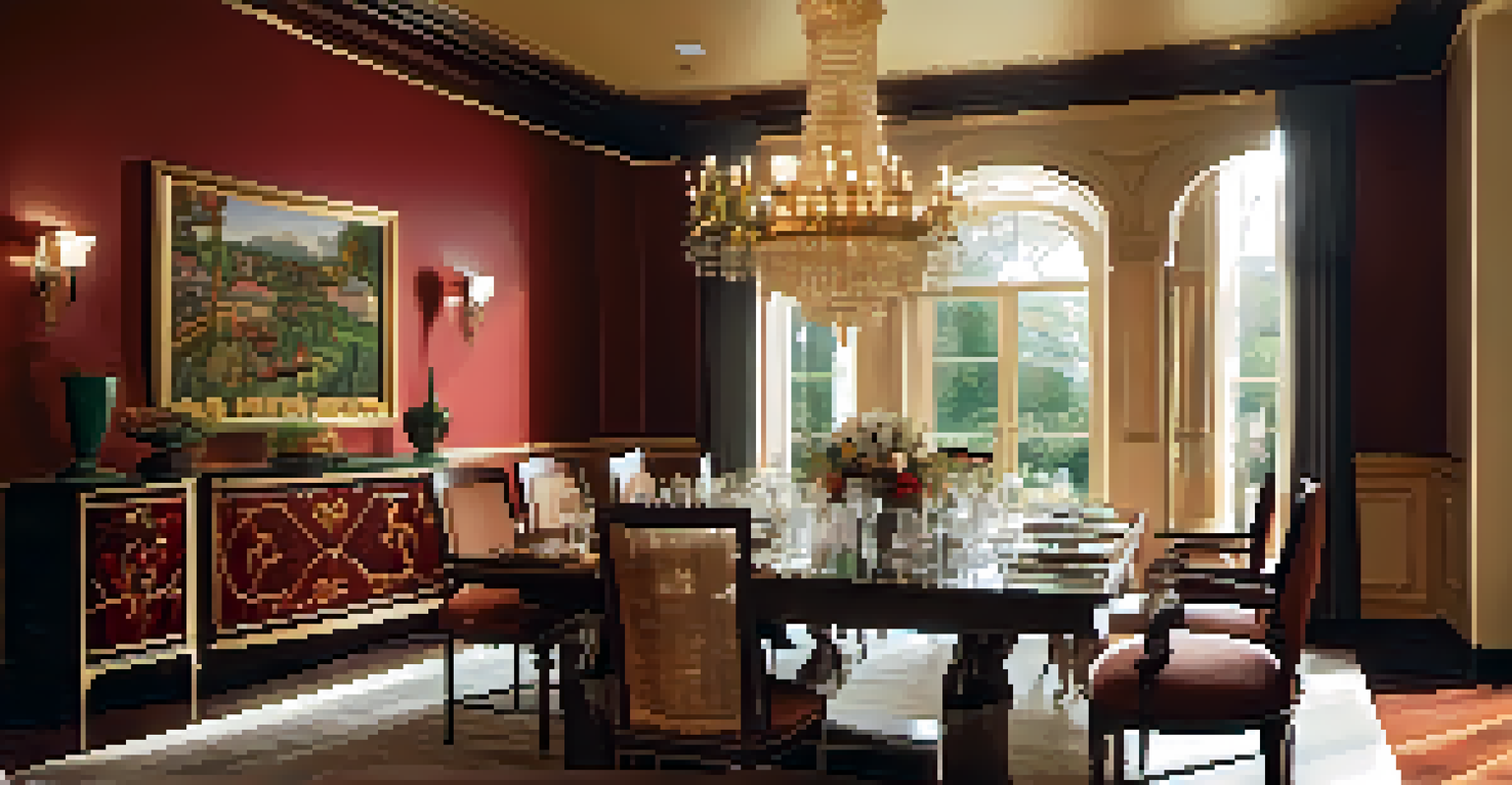 An elegant Italian dining area with a handcrafted wooden table, surrounded by richly designed chairs and a beautiful chandelier.
