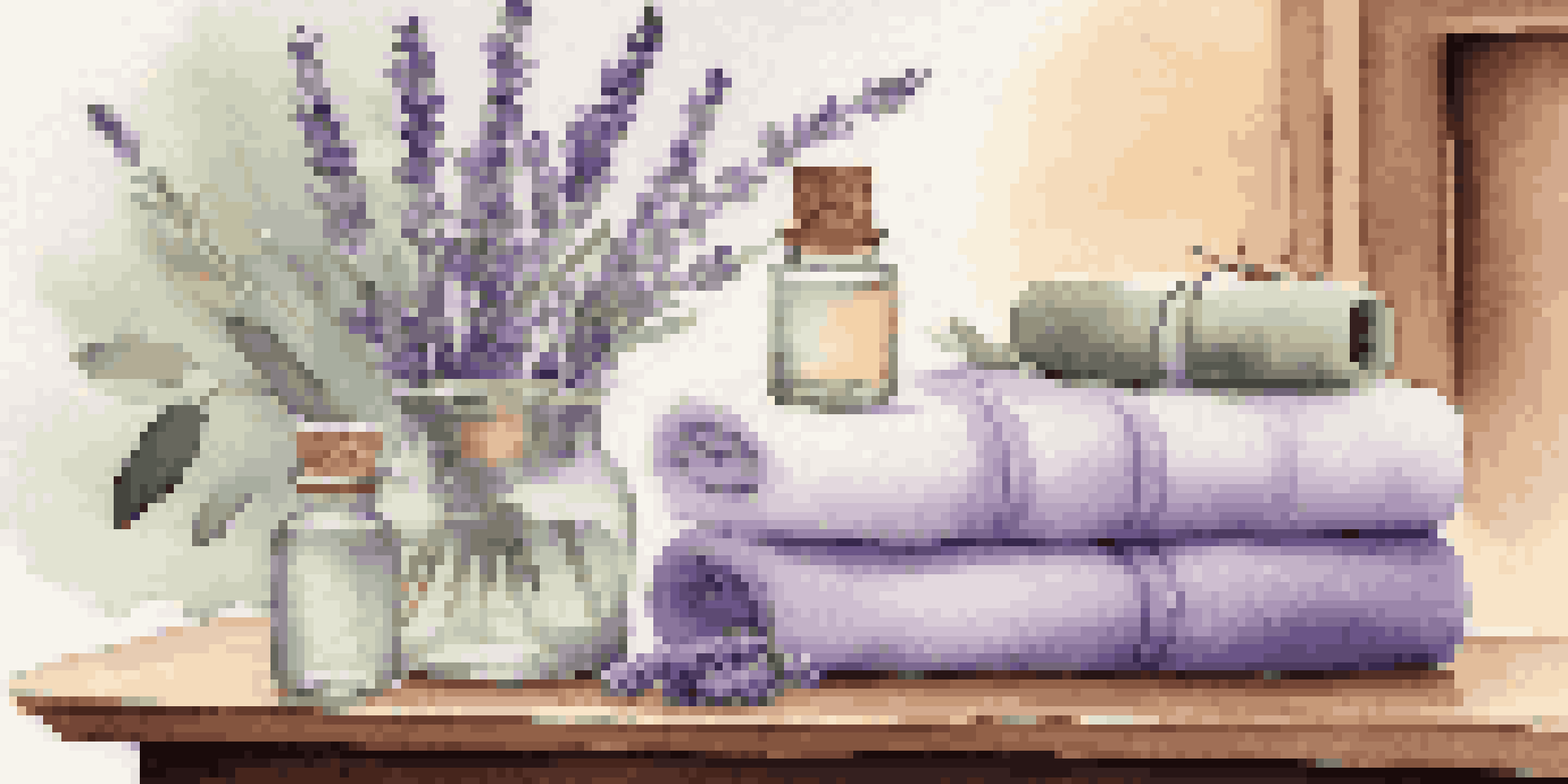 A tranquil spa scene with essential oil bottles and fresh plants, evoking a calming atmosphere.