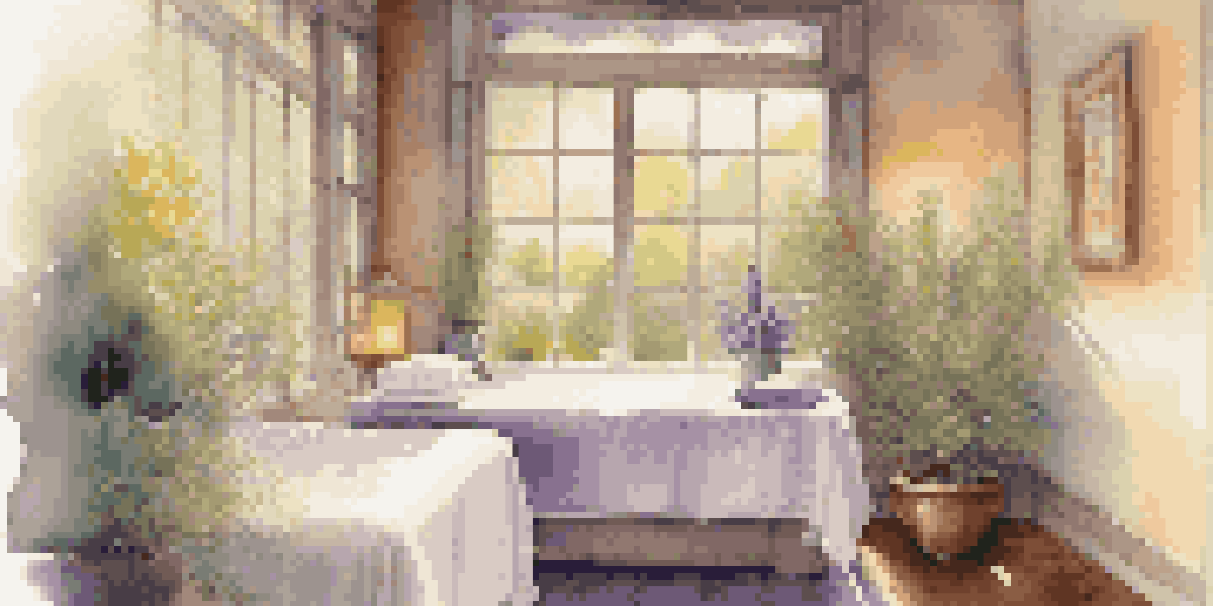 A peaceful spa room with candles, a massage table, and a view of a garden.