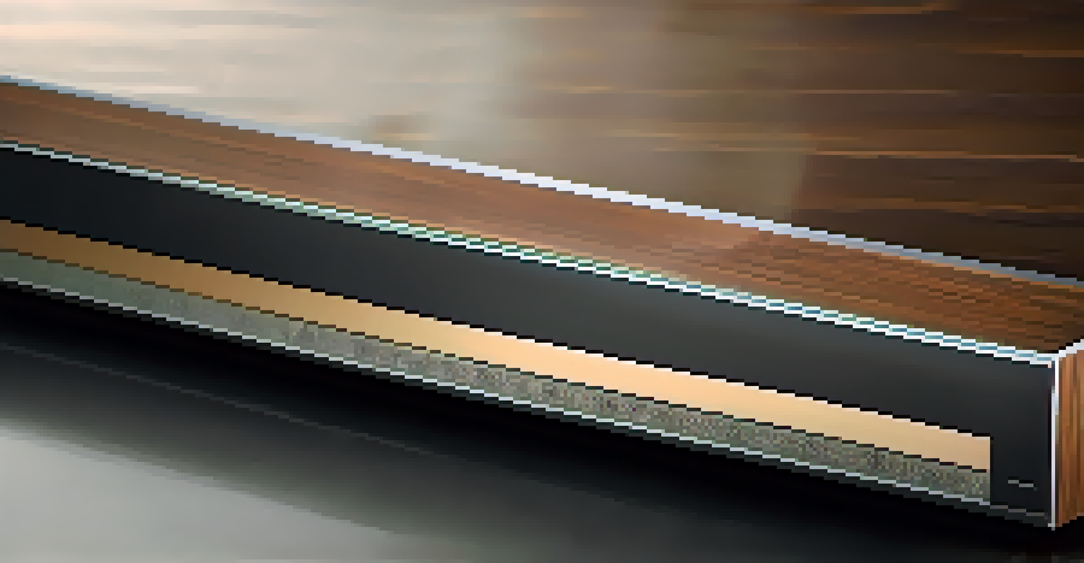 A close-up view of a luxury soundbar showcasing premium materials and intricate design details.