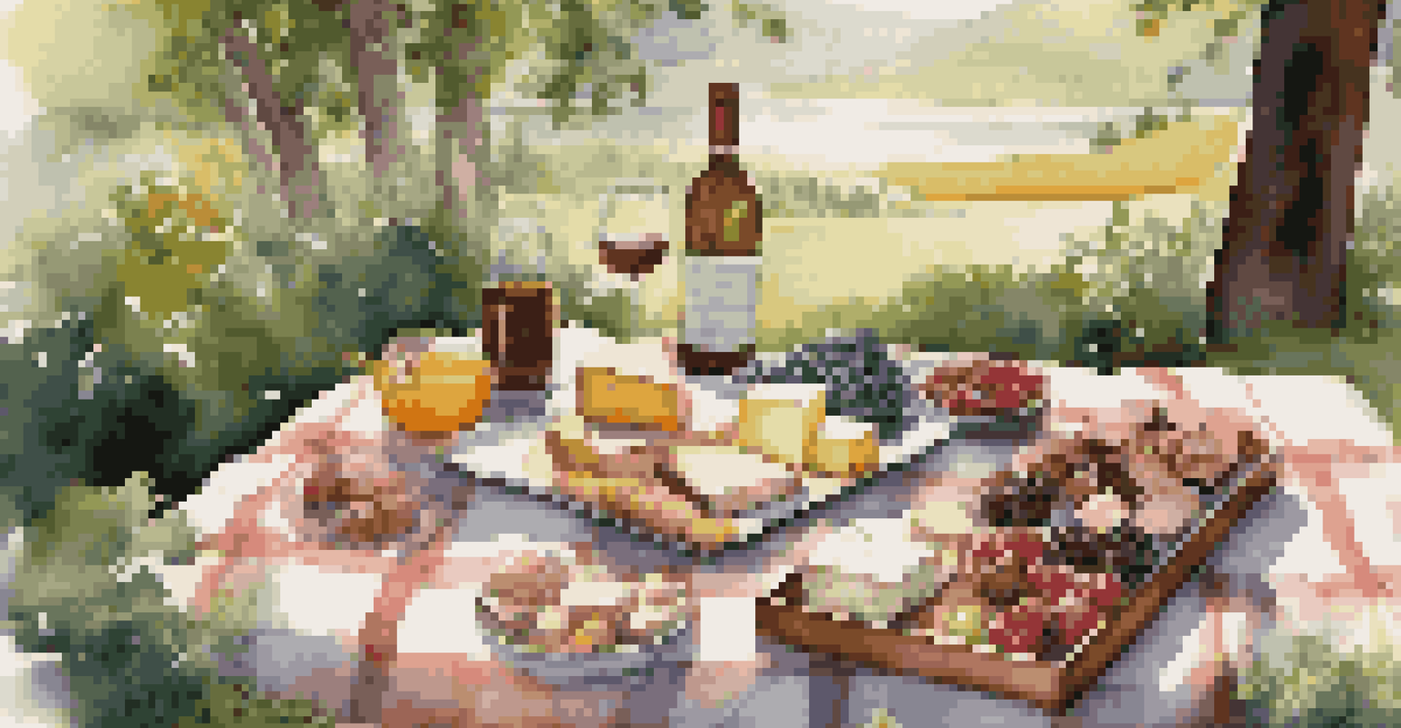 A beautiful outdoor picnic with sustainable luxury food items on a blanket under the sunlight.