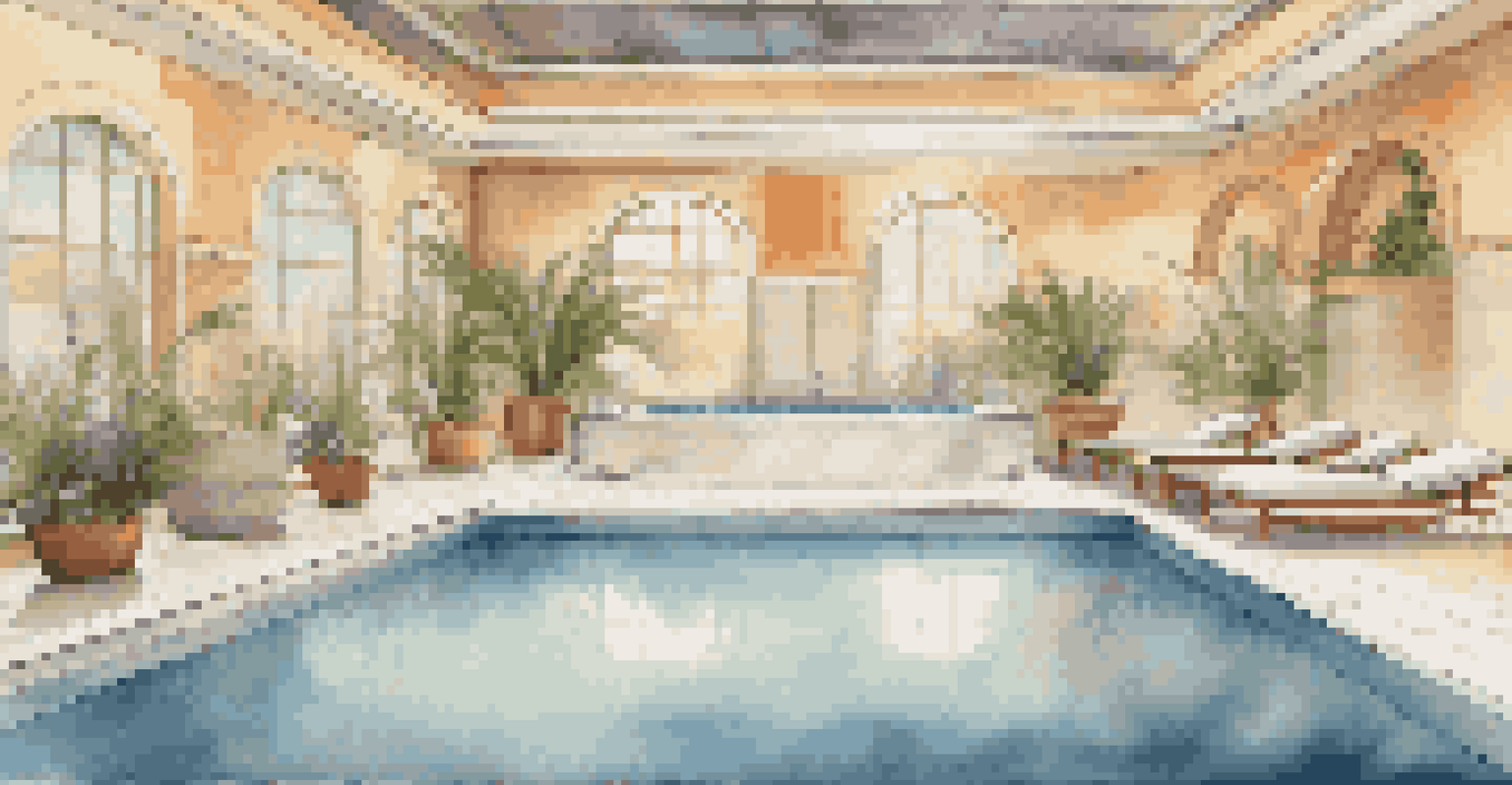 A luxurious hydrotherapy pool with steam and soft lighting.