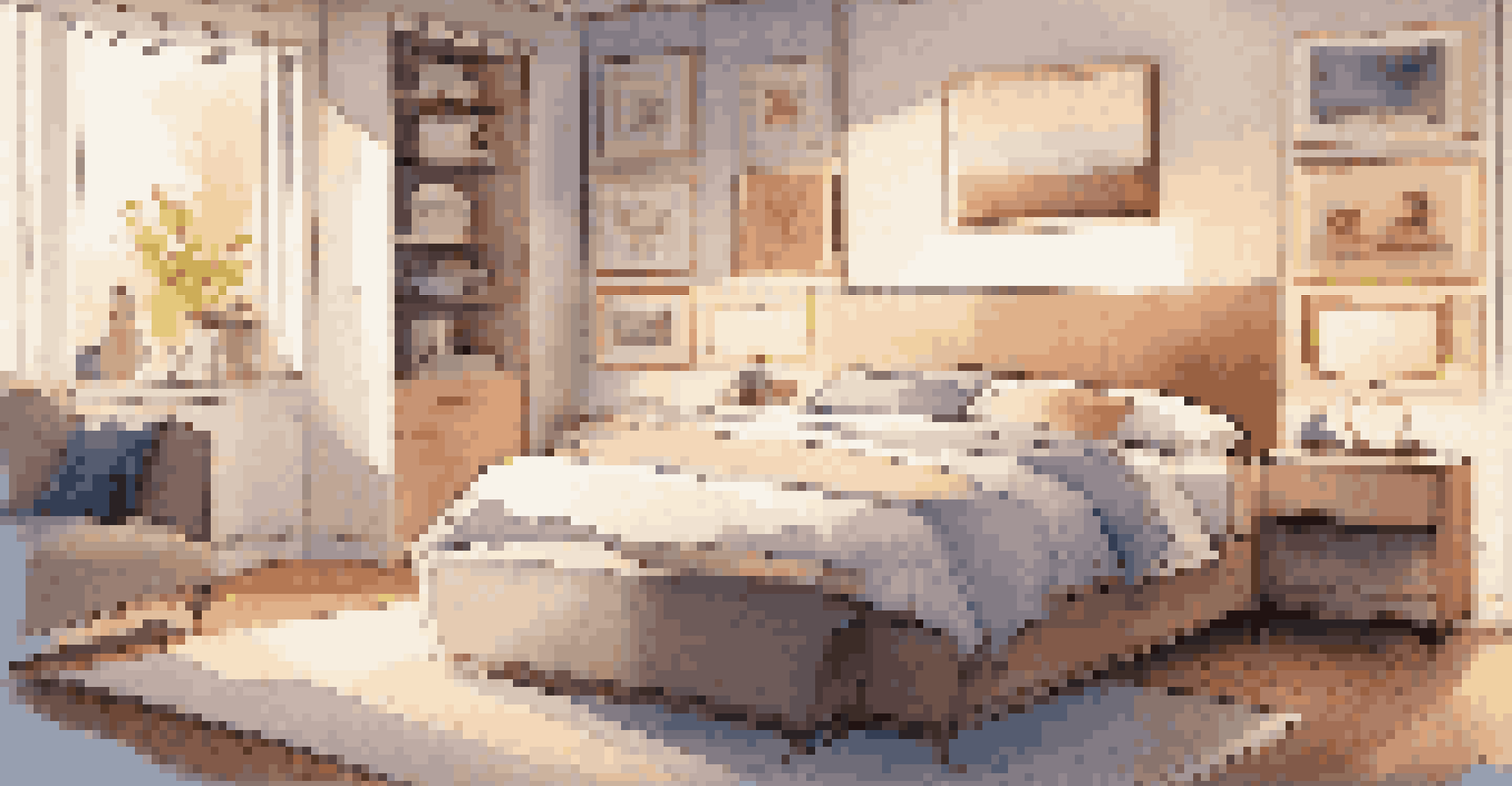 A serene bedroom showcasing smart lighting and elegant decor, creating a relaxing atmosphere.
