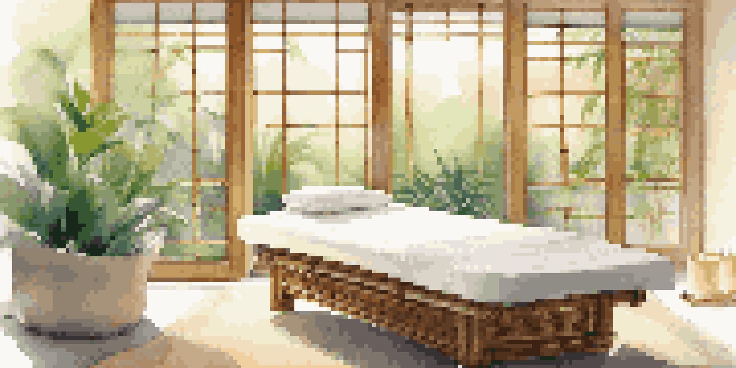 A peaceful spa room with soft lighting, a massage table, and a wellness device on a towel next to candles.