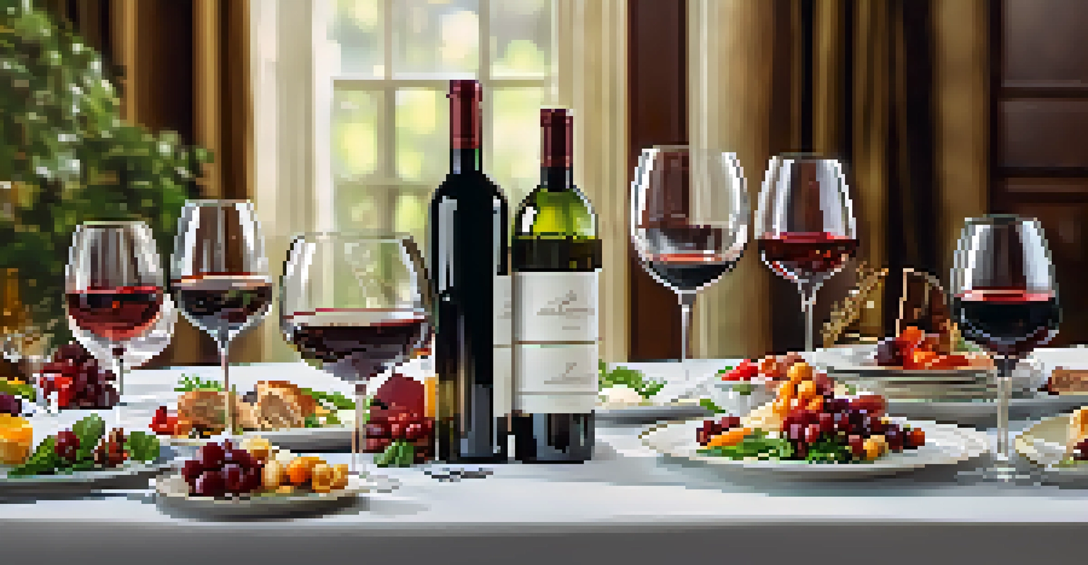 An elegant dining table with wine glasses and beautifully plated gourmet dishes in a warm candlelit setting.