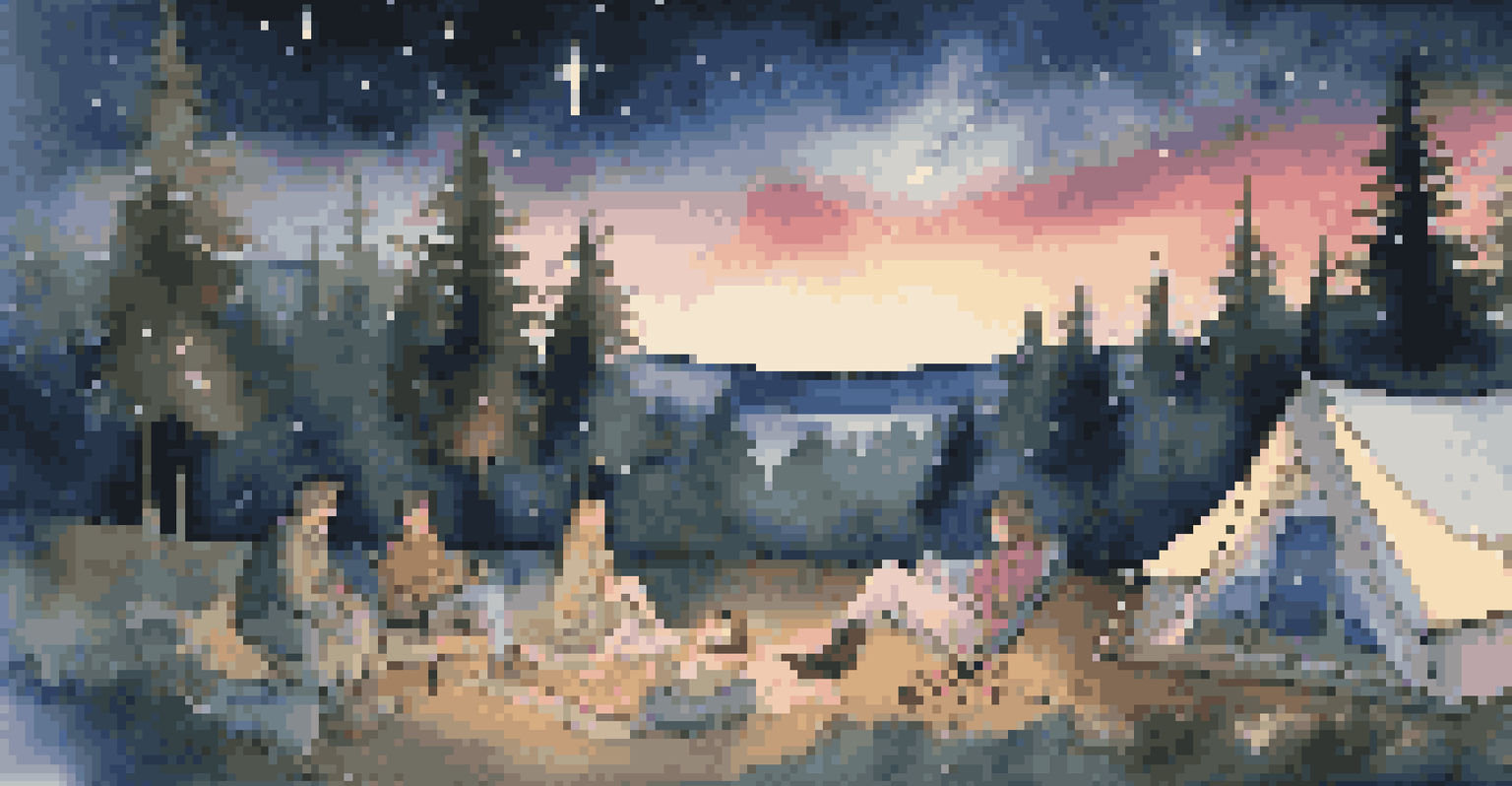 A couple lying on blankets under a starry sky, with a telescope beside them, captivated by the beauty of the Milky Way.