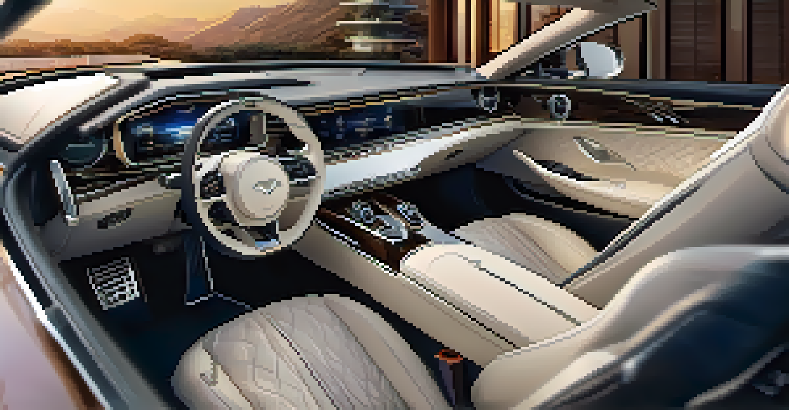 The luxurious interior of a high-end car with leather seats and a modern dashboard.