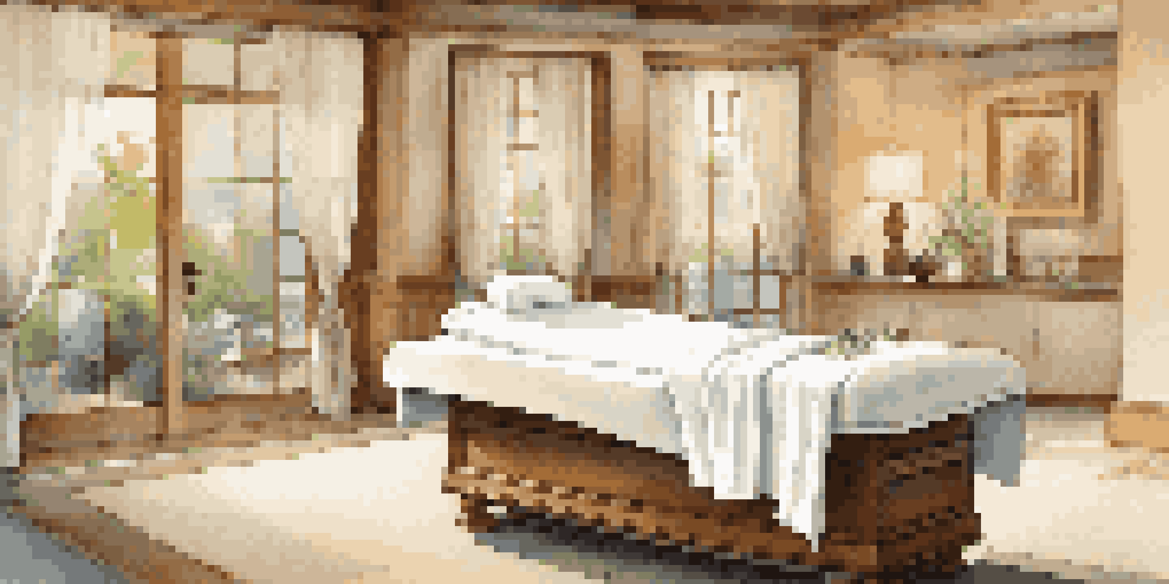 A serene spa room with soft lighting, a massage table, fresh flowers, and a calming water feature in the background.