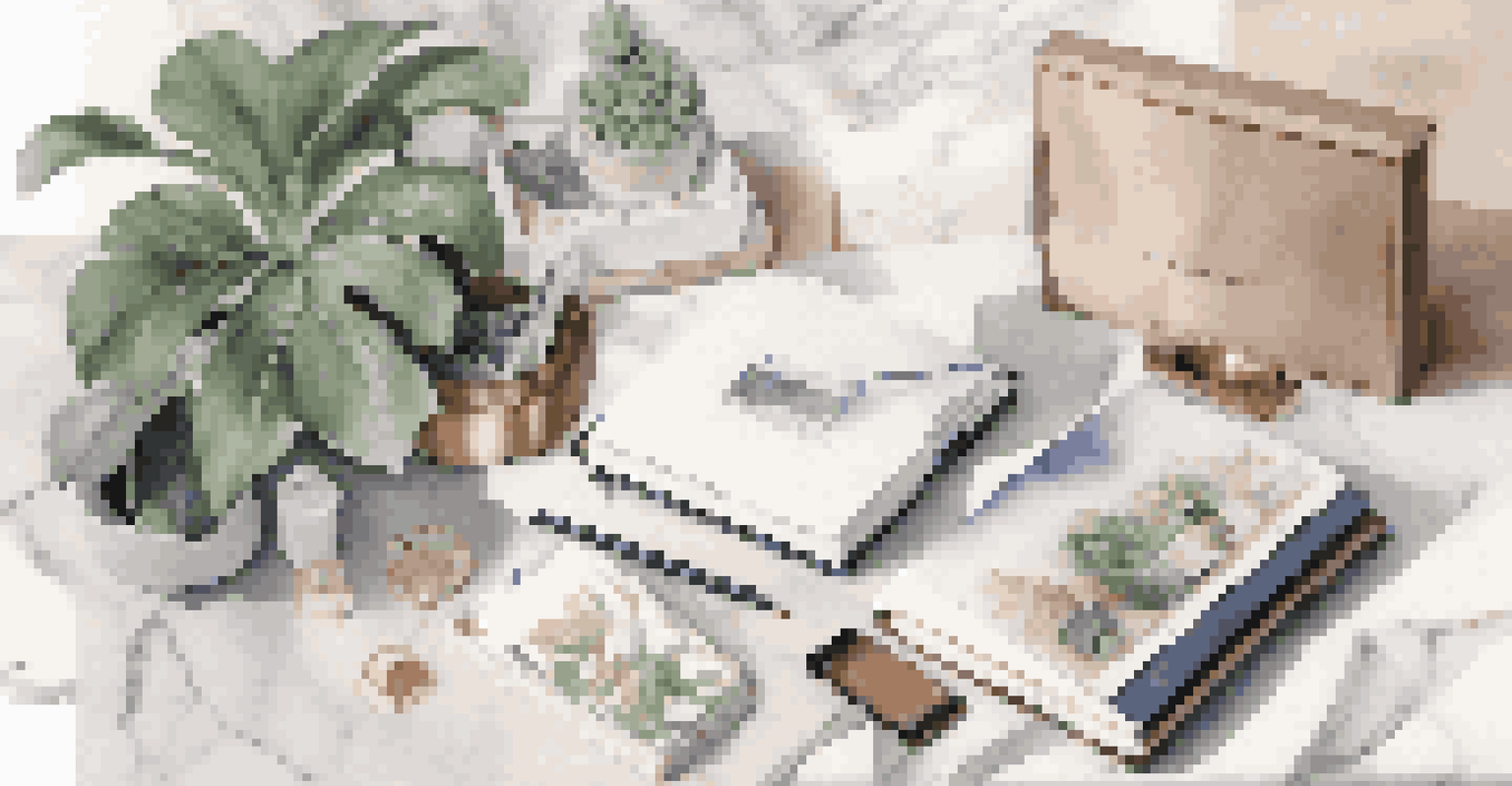 A luxury subscription box being unboxed on a marble table, with items like a notebook and headphones displayed elegantly.