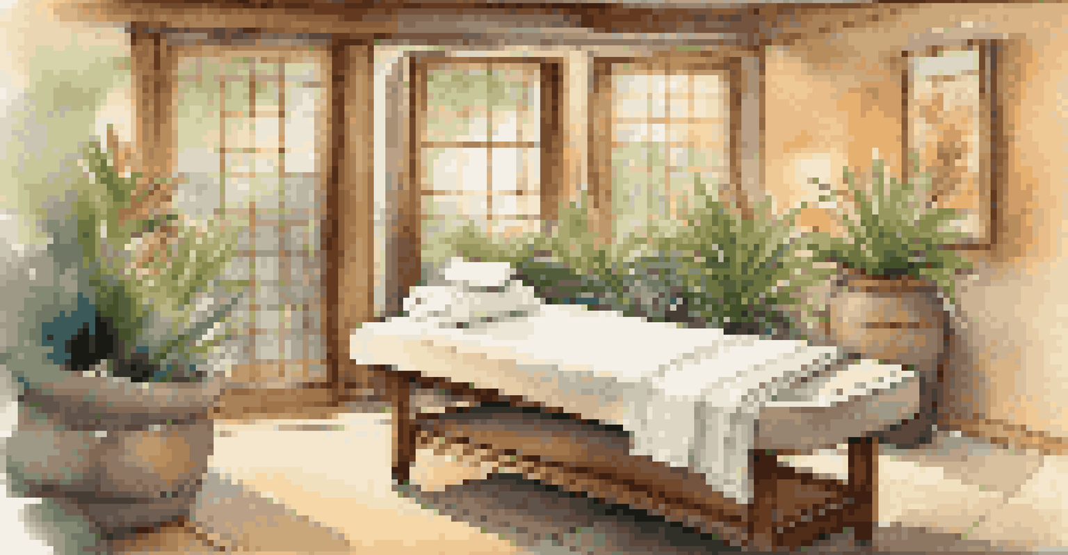 A wellness room in a luxury spa with calming decor and soft lighting.