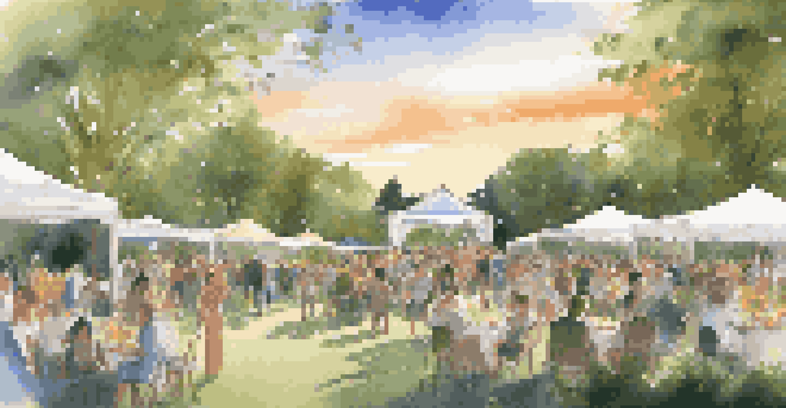 A vibrant outdoor cultural event featuring luxury brand booths and artistic performances in a park.