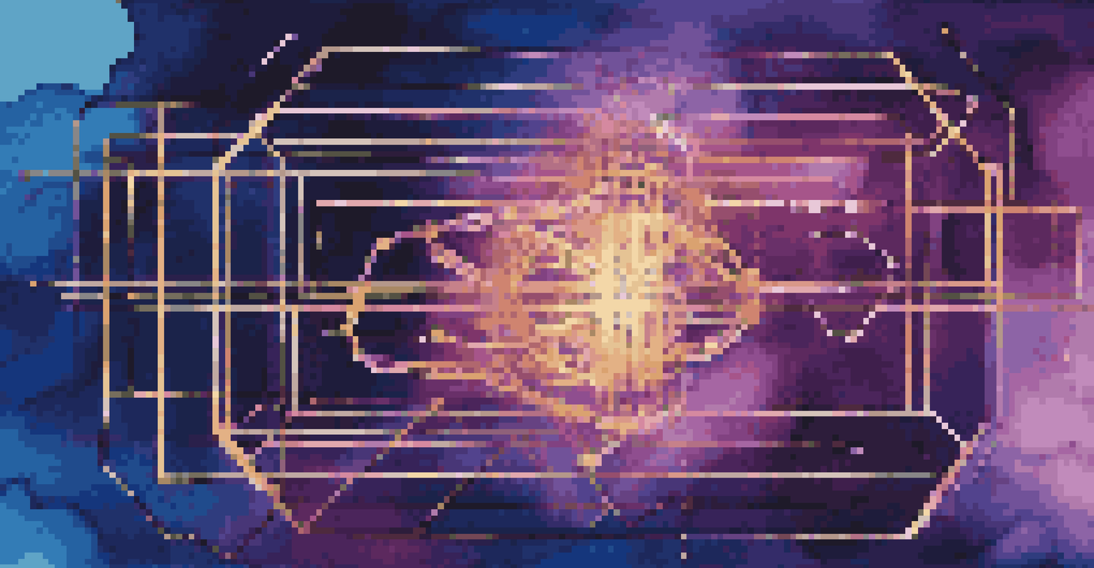 An abstract image depicting a glowing blockchain chain with artistic digital elements against a gradient background.