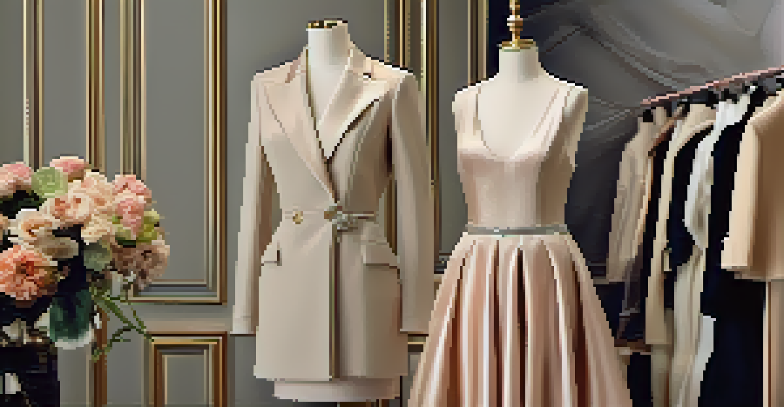 A close-up view of a luxury fashion outfit displayed in a chic boutique setting.