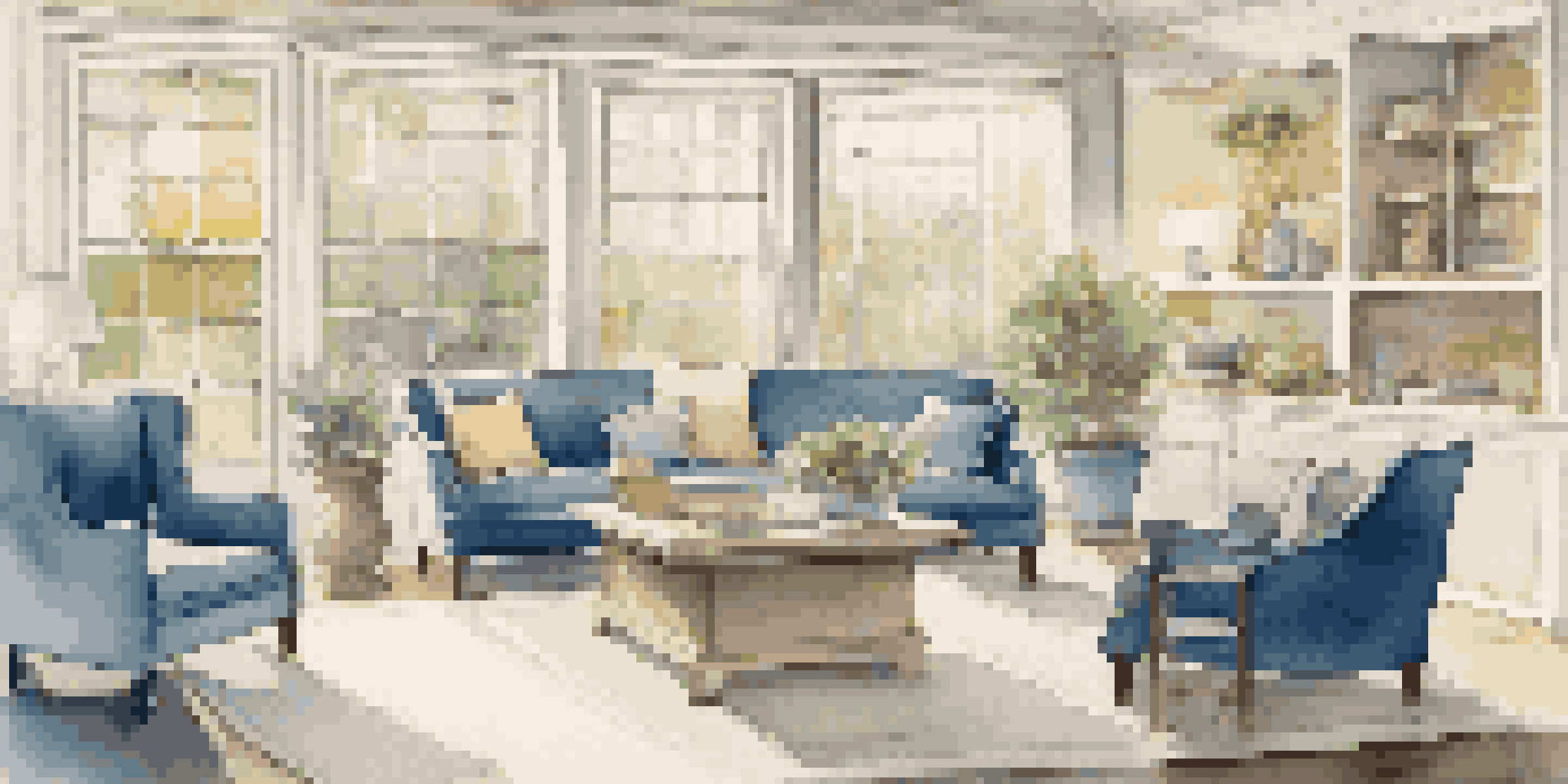 A luxury coaching office with a coach and client having a conversation in a serene environment.
