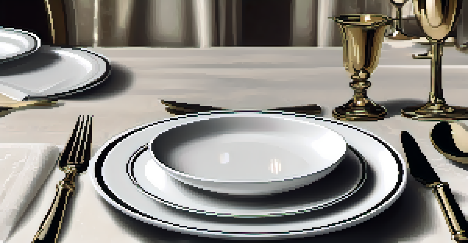 A close-up view of a formal dining table showing polished utensils and an elegantly folded napkin.