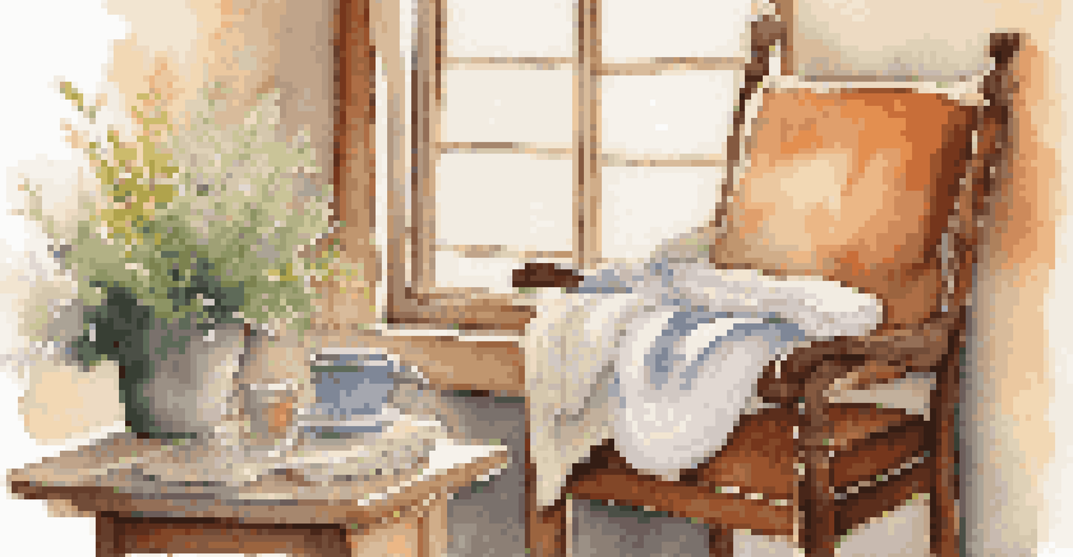 A cozy corner with a plush towel on a chair, a steaming cup of herbal tea, a glass of water, and a flickering candle, evoking a relaxing post-bath ambiance.