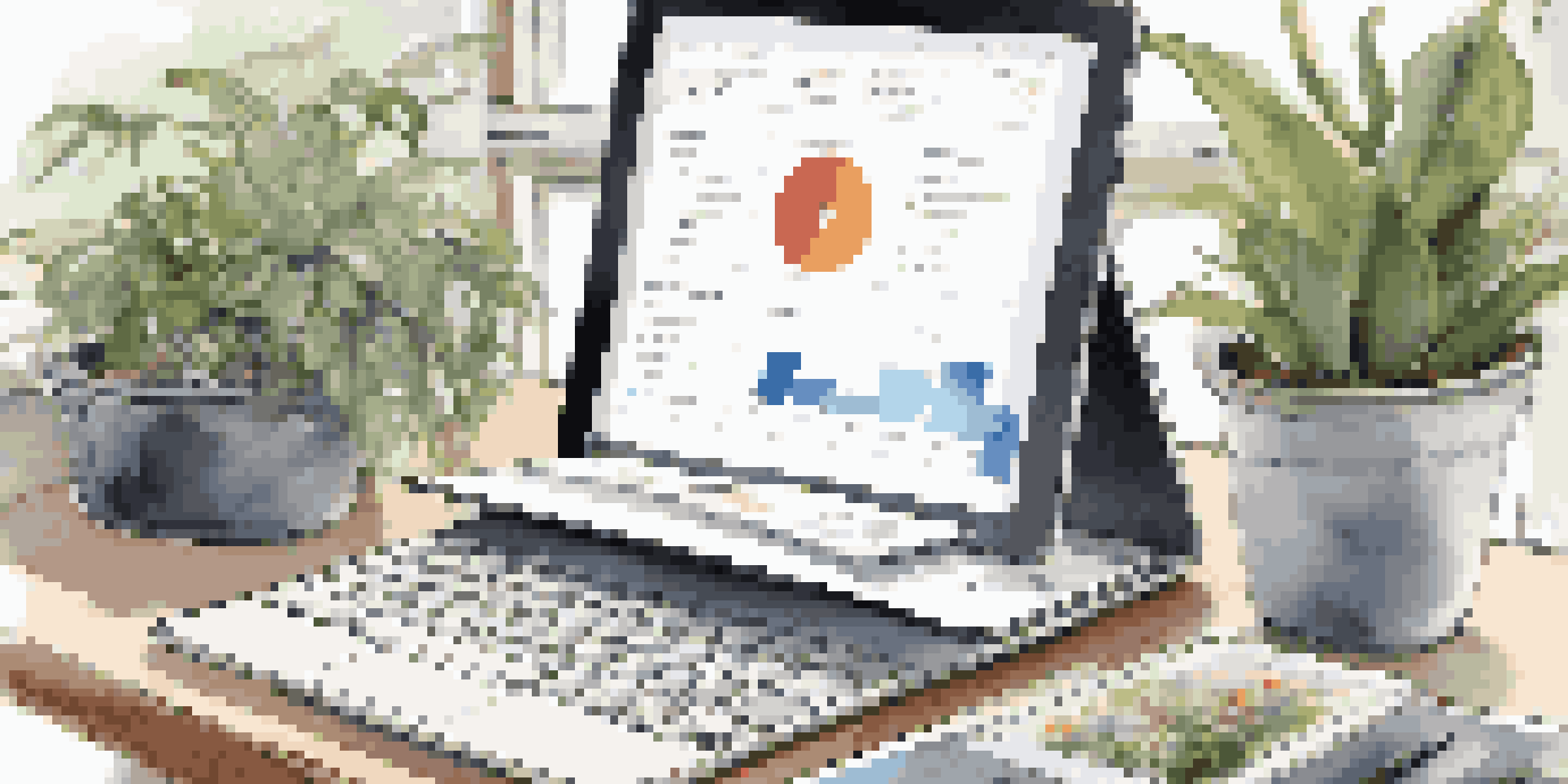 A bright workspace with a digital tablet and event planning materials, showcasing a modern approach to event organization.