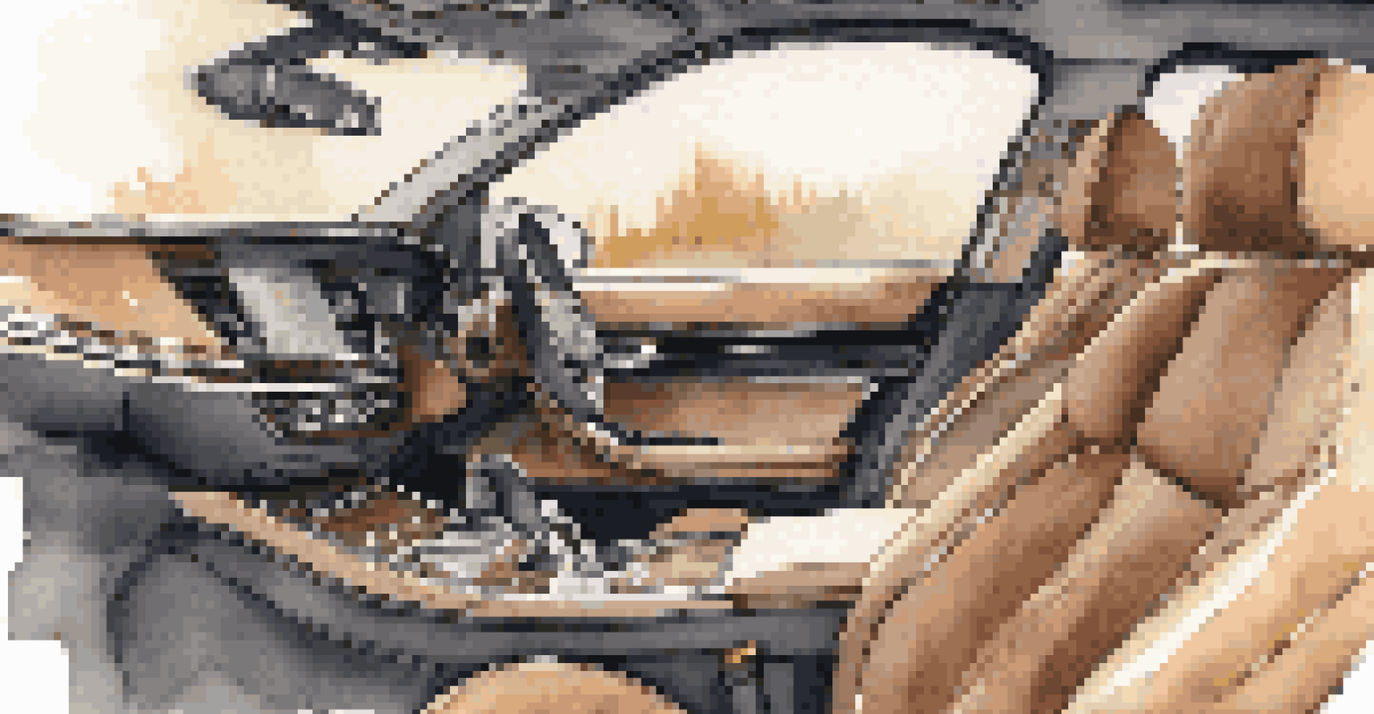 A close-up of a luxurious driver's seat with climate control and massage features, surrounded by ambient lighting.