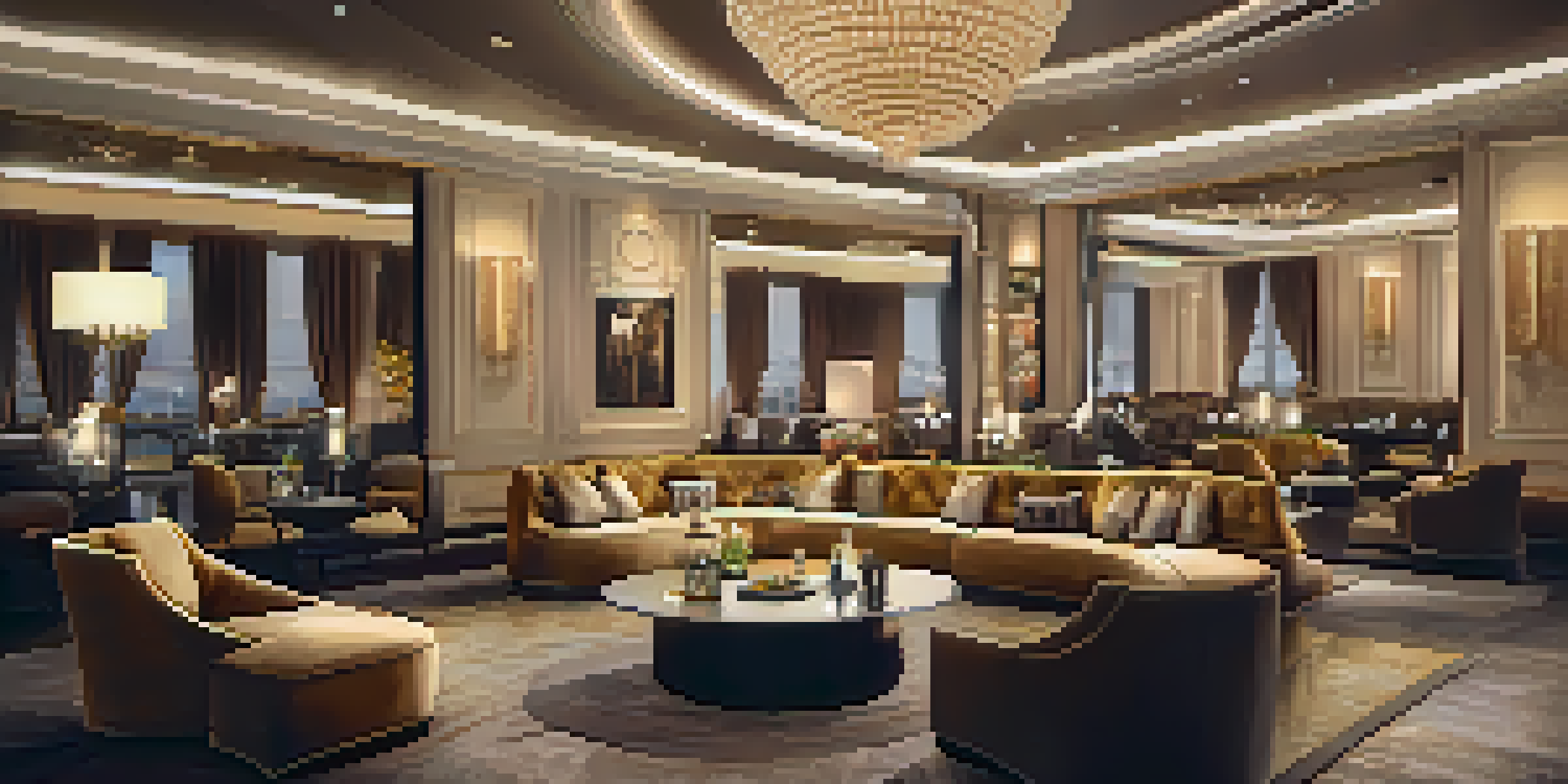 A luxurious VIP lounge with plush seating and elegantly arranged gourmet food and drinks.