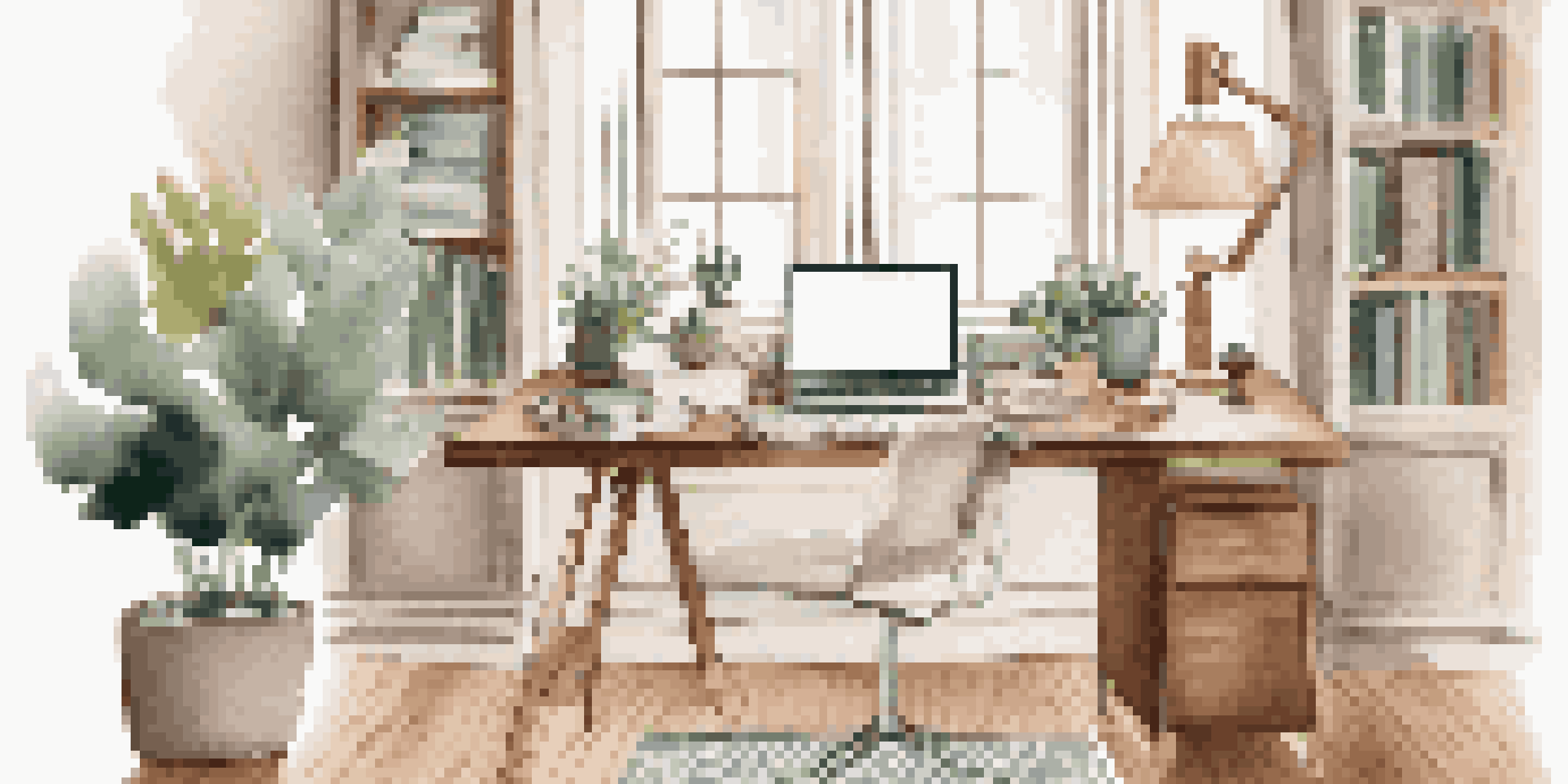 A stylish home office with a luxury subscription box open, displaying premium stationery and a beautiful desk organizer, bathed in natural light.