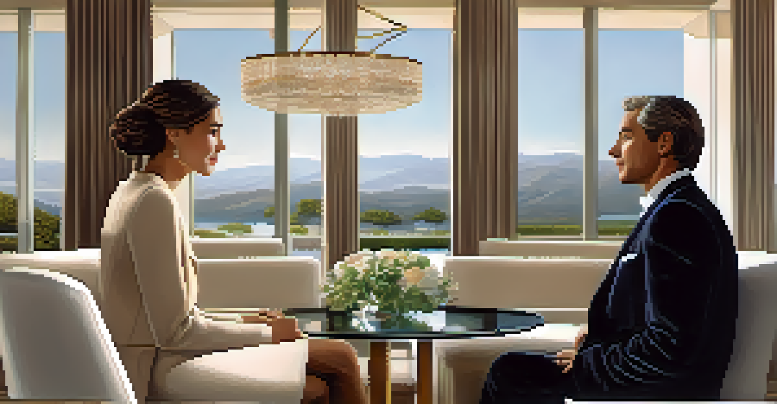 A person listening attentively while another speaks at a luxury networking event, showcasing an engaged conversation.