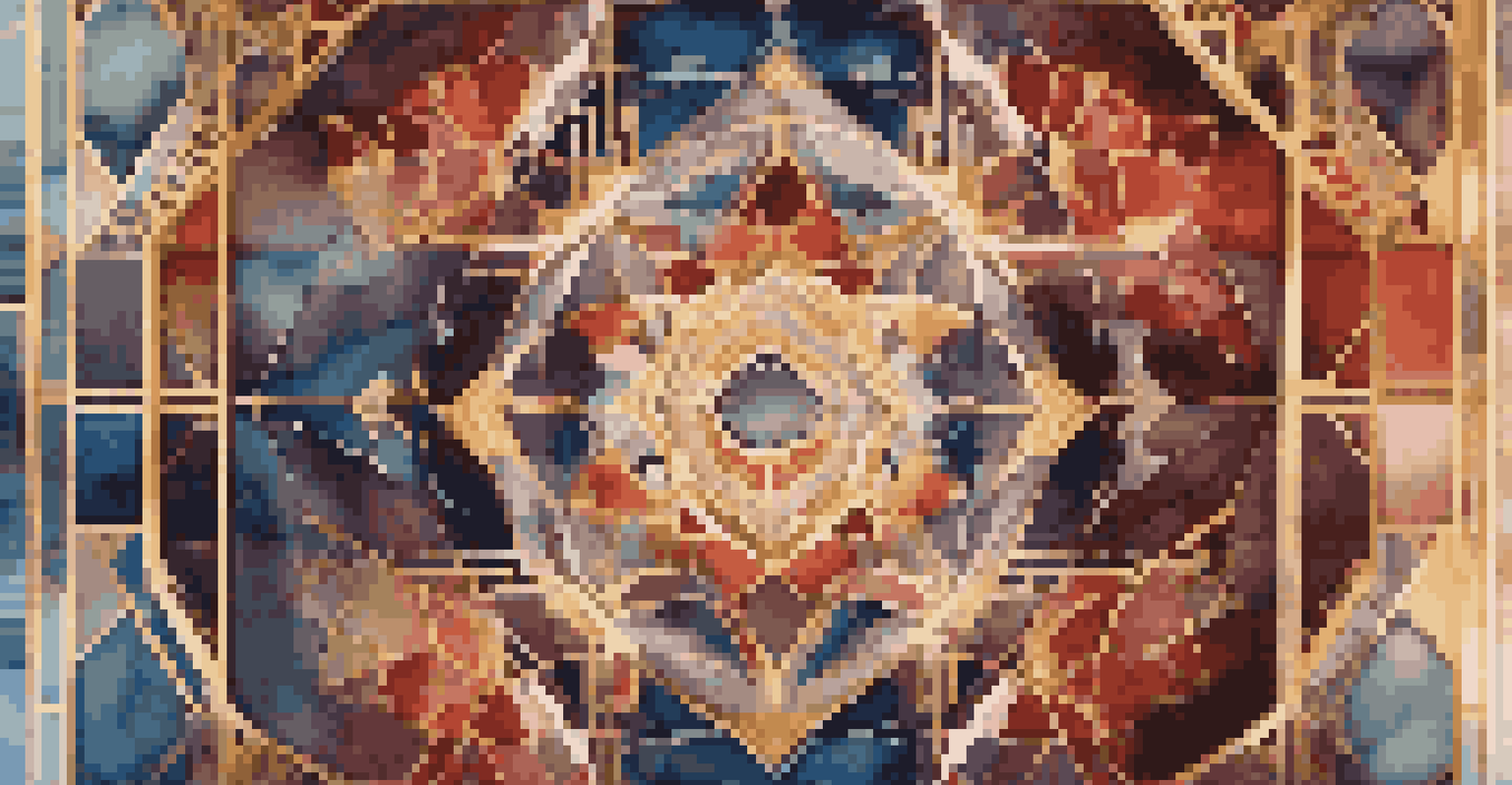 A detailed view of a luxury digital artwork with geometric patterns displayed in an elegant setting.