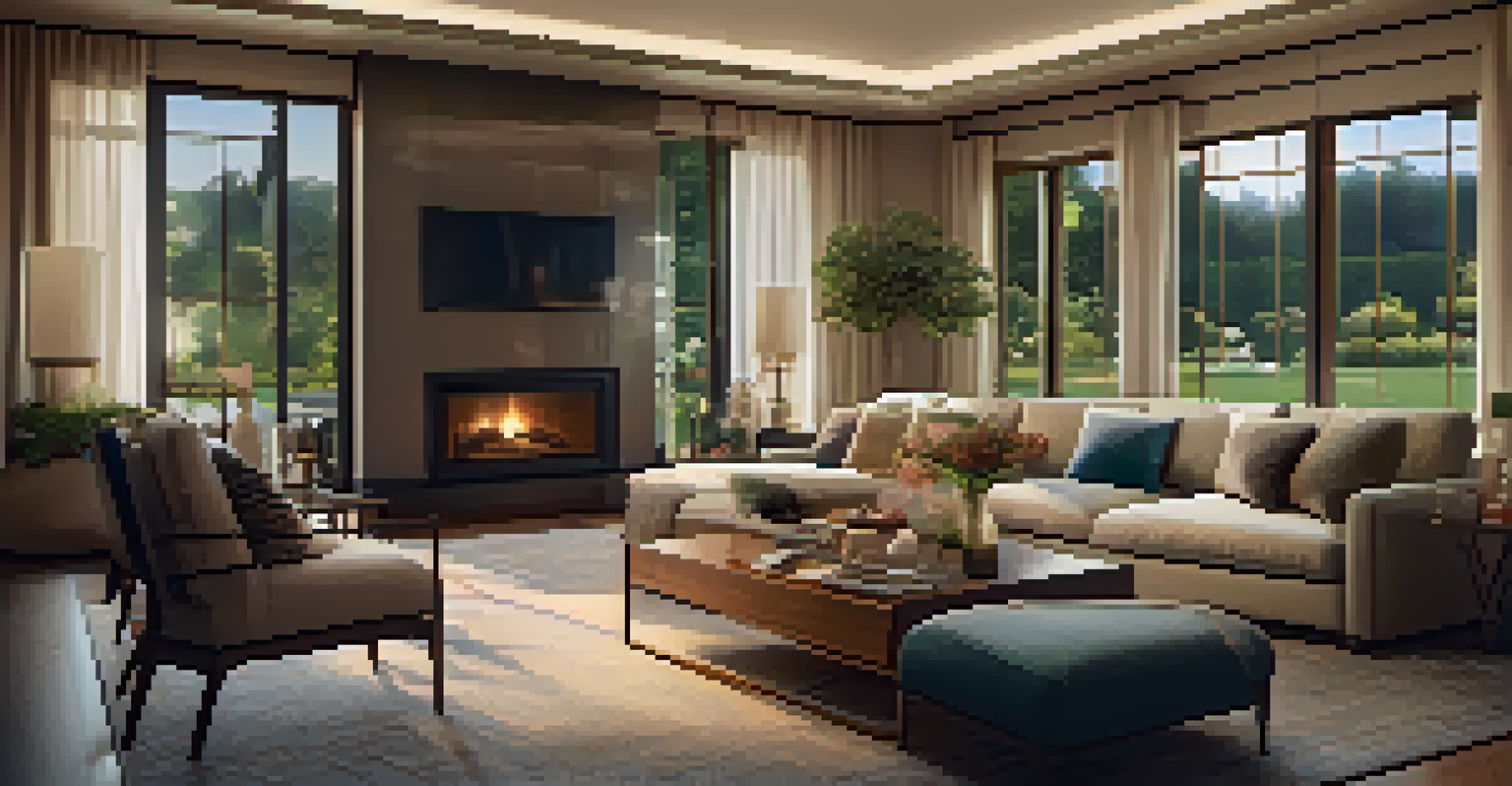 A cozy living room in a luxury villa with a family enjoying a movie together.