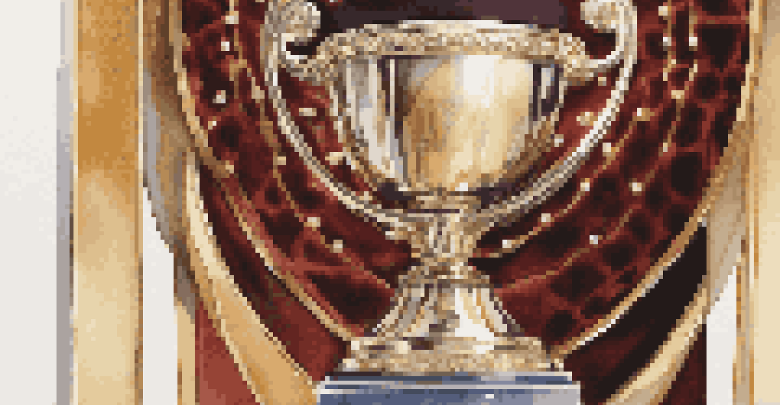 An elegant trophy reflecting light, placed on a velvet pedestal, symbolizing excellence in luxury.