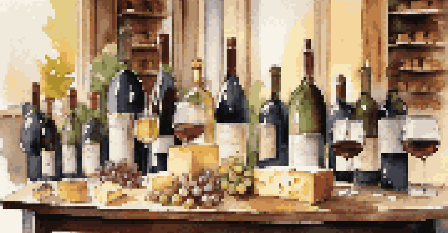 An elegant wine tasting setup with gourmet cheese and high-end wine bottles, illuminated by candlelight for a warm ambiance.