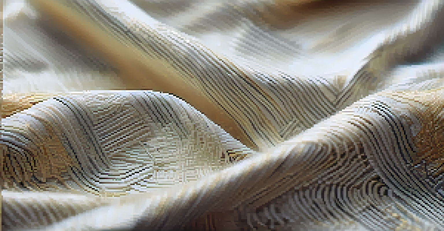 A close-up of a luxurious garment made from sustainable materials, featuring intricate textures and eco-friendly labels against a natural background.
