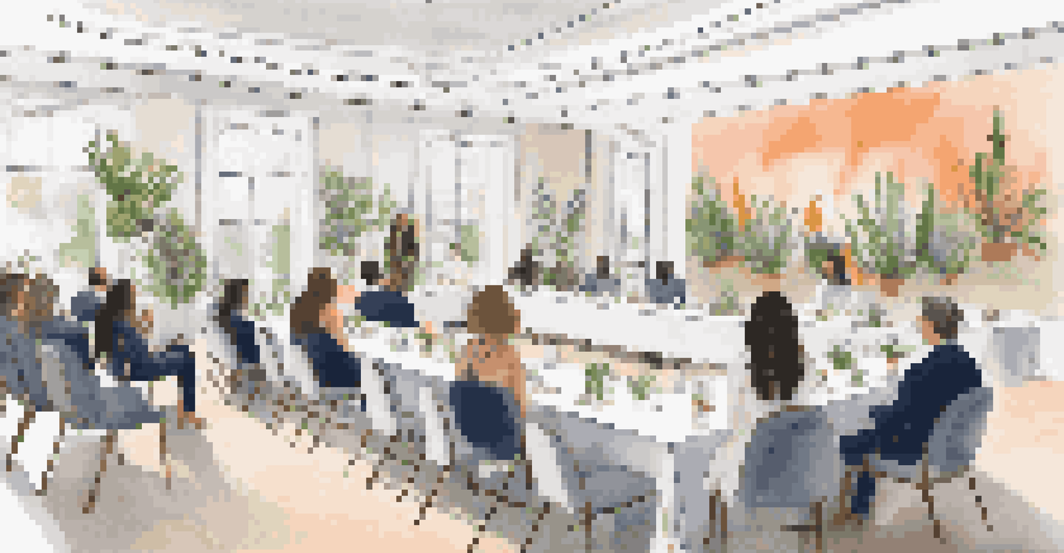 A luxury wellness workshop with attendees learning about mental health in a beautifully decorated conference room.