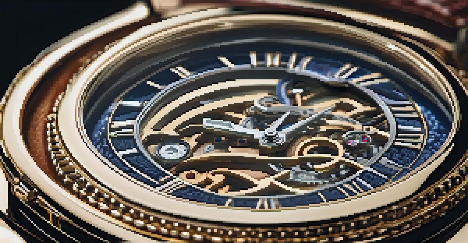 A close-up of a luxury watch displaying intricate details on a velvet surface, highlighting its craftsmanship.