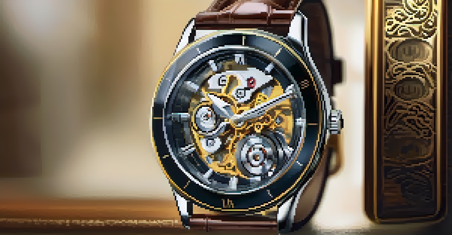 A high-end watch displayed in 3D through augmented reality, showcasing intricate details and craftsmanship with a softly blurred background.