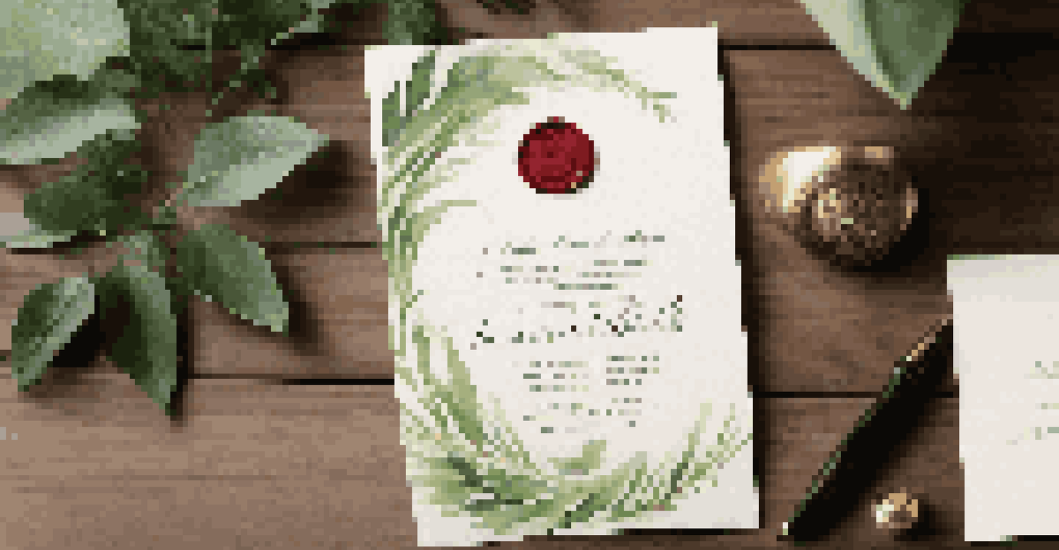 A close-up of a personalized invitation letter with elegant design and a wax seal.